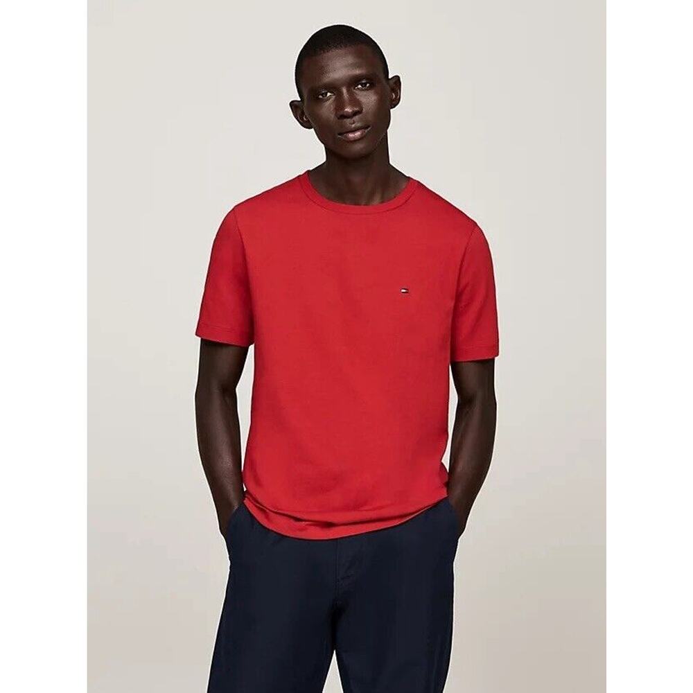 Tommy Hilfiger Red Men's Flag Crew Neck Tee Short Sleeve Size M 100% Cotton
